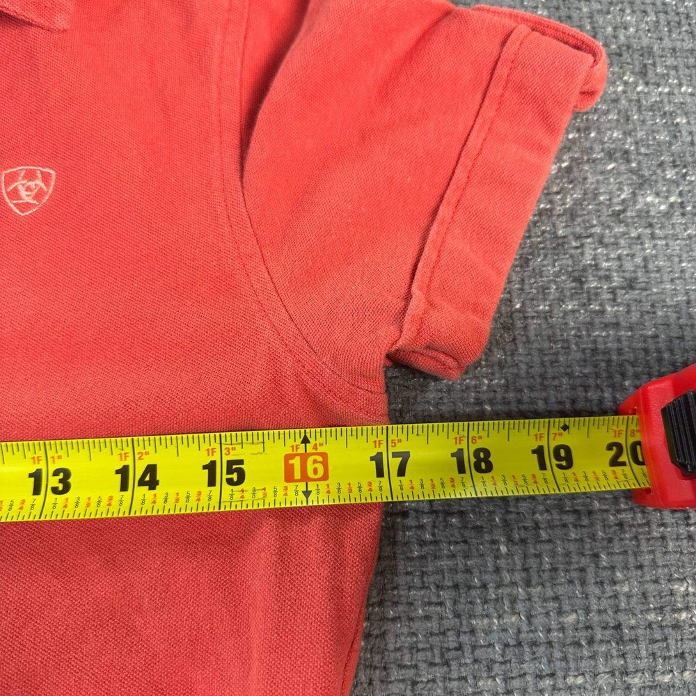 Ariat Short Sleeve Polo Shirt Womens Small Coral Red Equestrian Logo Pique - Picture 7 of 13